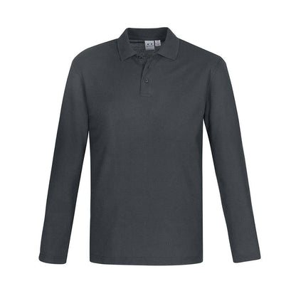 Shirt Polo L/S Poly Cotton Crew BIZ Charcoal Large_539879_P400MLCHAR-LAR
