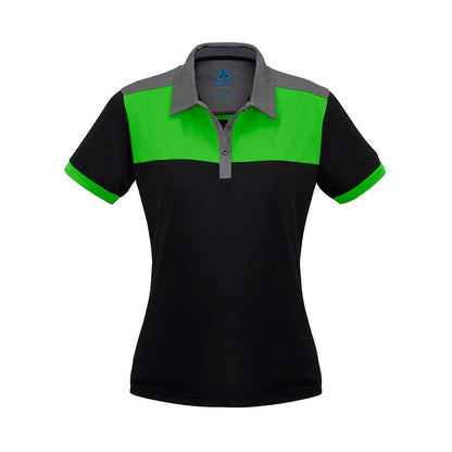 Shirt Polo Womens S/S Poly Biz Cool Charger Black/Green/Grey 16 Biz 477593 P500LS-BLK/GRN/GRY-16