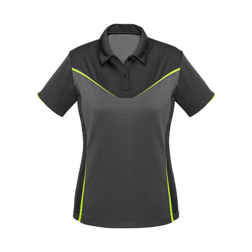 Shirt Polo Womens S/S Poly Biz Cool Victory Grey/Ash/Fluoro Yellow 10 Biz 282794 P606LS-GRY/ASH/YEL-10