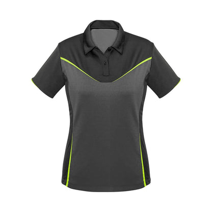 Shirt Polo Womens S/S Poly Biz Cool Victory Grey/Ash/Fluoro Yellow 10 Biz 282794 P606LS-GRY/ASH/YEL-10