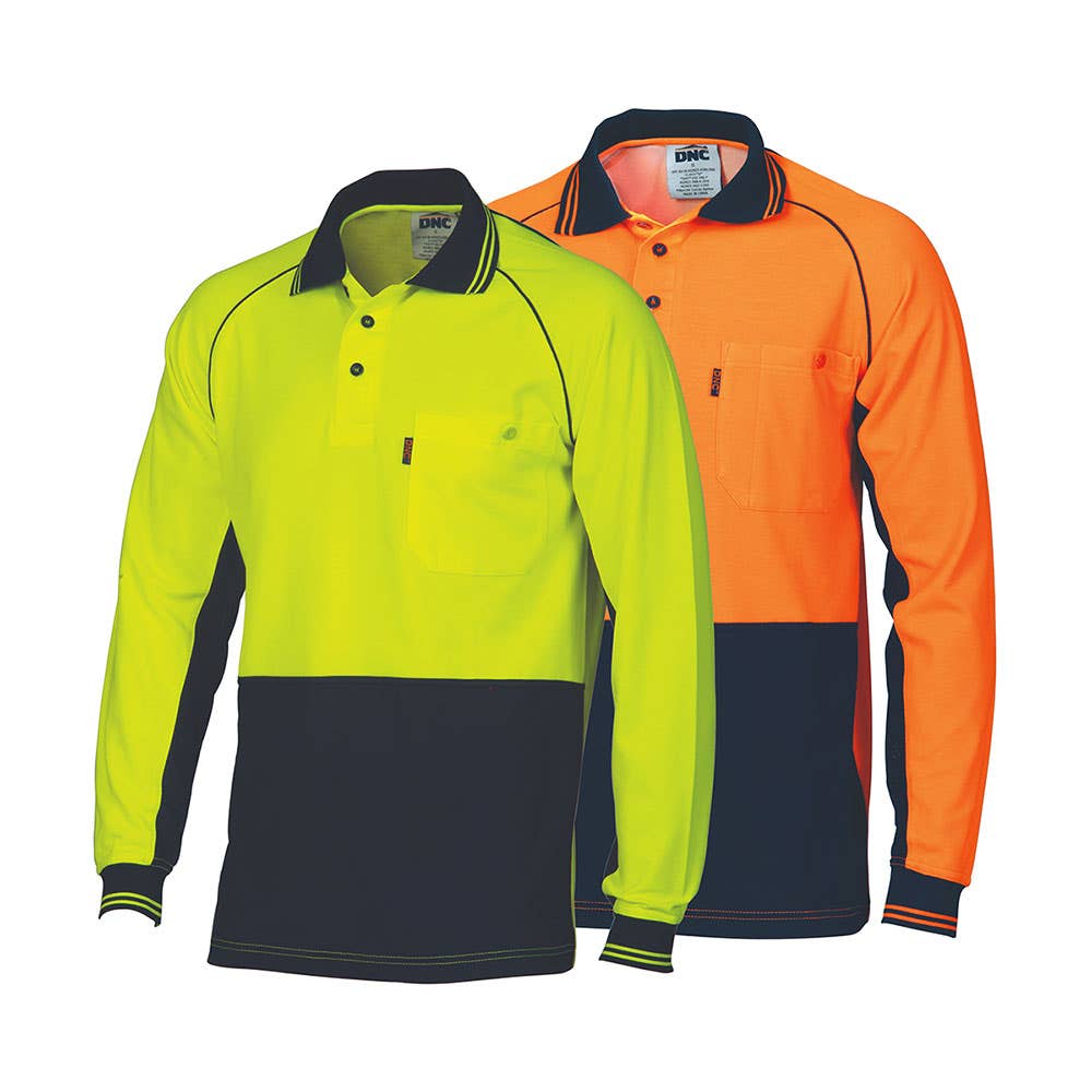 3720 Cool Breeze Hi-Vis Long Sleeve Polo Shirt 185gsm 3720