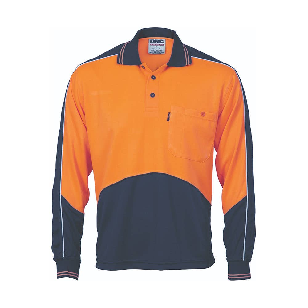 3892 Hi-Vis Cool Breathe Panel Polo Shirt Orange/Navy XL 510715 3892-ON-XL