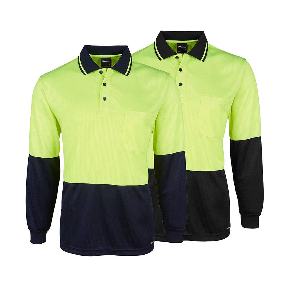 6HJNL Hi-Vis Long Sleeve Jacquard Polo Shirt 160gsm 6HJNL