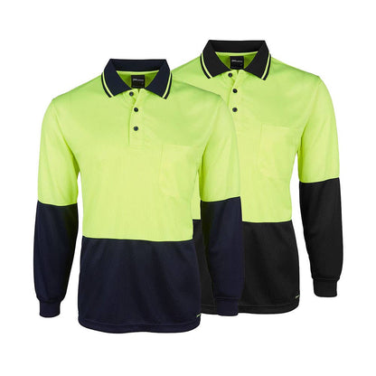 6HJNL Hi-Vis Long Sleeve Jacquard Polo Shirt 160gsm 6HJNL