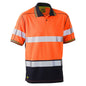 Shirt Polo S/S Poly Mesh 130gsm Tape Hi Vis Orange/Navy 2XL Bisley_292756_BK1219T_TT052XL