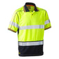 Shirt Polo S/S Poly Mesh 130gsm Tape Hi Vis Yellow/Navy 2XL Bisley_292749_BK1219T_TT042XL