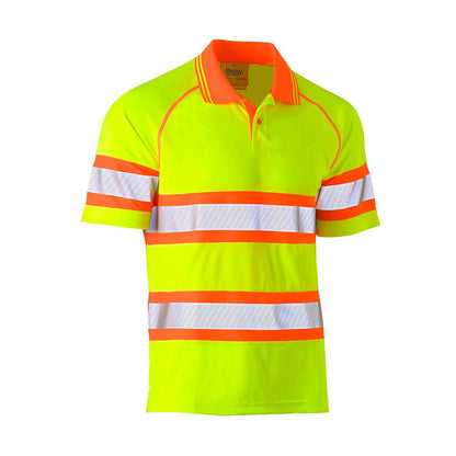Shirt Polo S/S Poly Mesh Hi-Vis Taped Yellow/Orange 2XL Bisley 40013766 BK1223T TT222XL