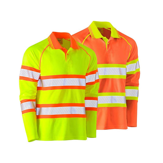 BK6223T Hi-Vis Polyester Mesh Long Sleeve Taped Polo Shirt 140gsm BK6223T