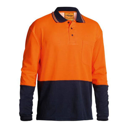Shirt Polo L/S Poly/Cotton 195gsm Hi Vis Orange/Navy 2XL Bisley_90018677_BK6234_TT052XL
