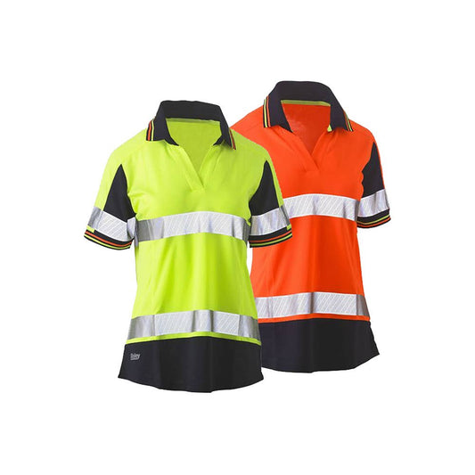 BKL1225T Women's Hi-Vis V-Neck Taped Polo Shirt 140gsm Brikmakers BKL1225TBM