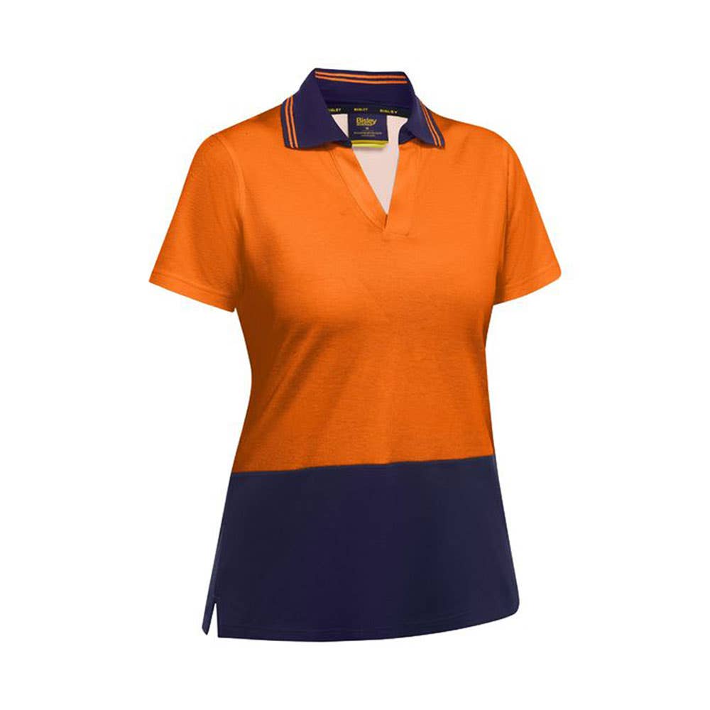 BKL1234 Women's Hi-Vis V-Neck Polo Shirt Orange/Navy 10 40048223 BKL1234 TT0510