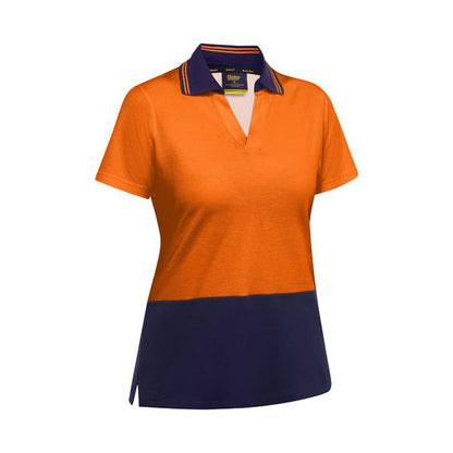 BKL1234 Women's Hi-Vis V-Neck Polo Shirt Orange/Navy 10 40048223 BKL1234 TT0510