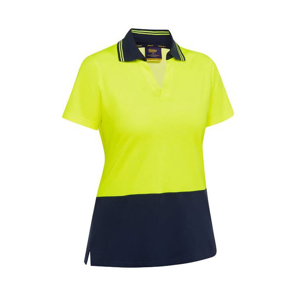 BKL1234 Women's Hi-Vis V-Neck Polo Shirt Yellow/Navy 10 40048213 BKL1234 TT0410