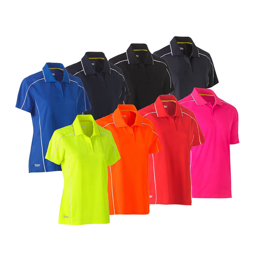 BKL1425 Women's Cool Mesh Polo Shirt With Reflective Piping 140gsm_BKL1425