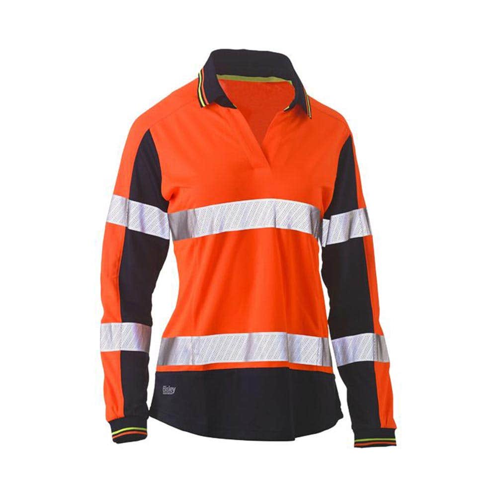BKL6225T Women's Hi-Vis V-Neck Long Sleeve Taped Polo Shirt 140gsm ATOM Uniform ATOMBKL6225T