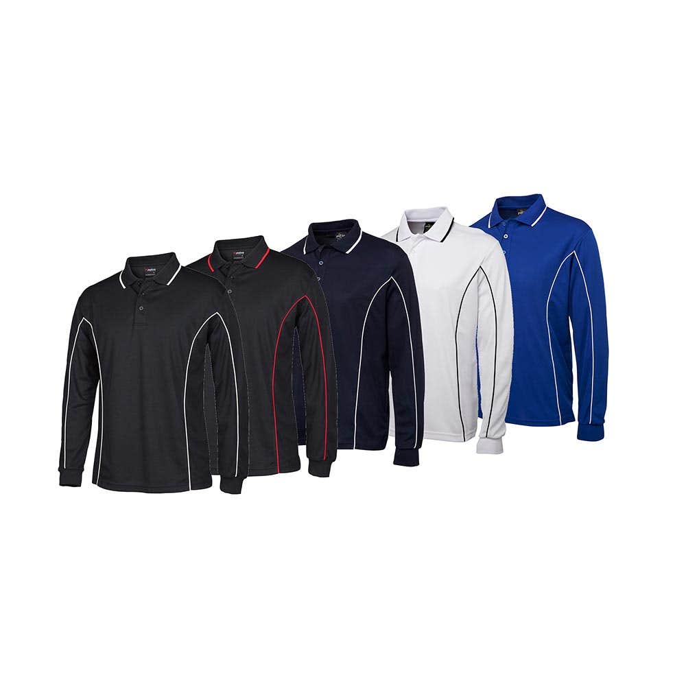 7PIPL Long Sleeve Contrast Piping Polo Shirt 160gsm JB7PIPL