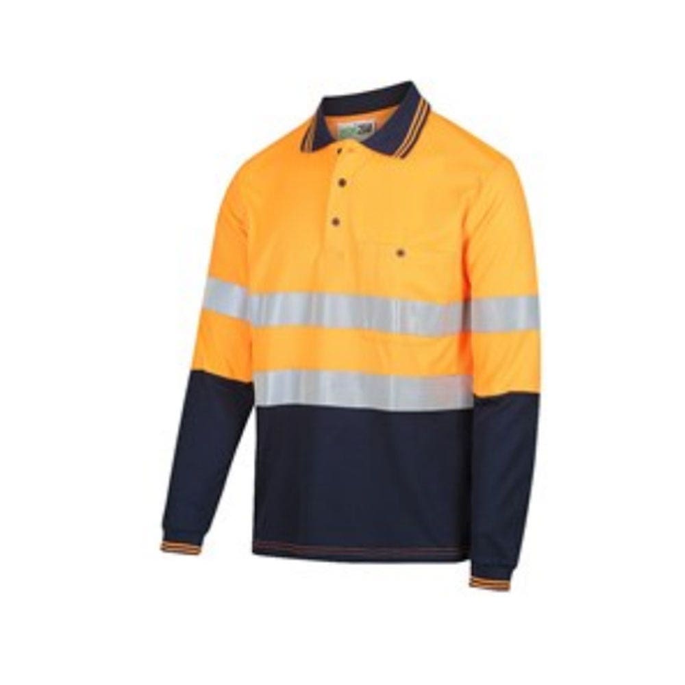Hi Vis Polo L/W L/S Taped Yel/Navy - 4XL 36020056 WOR5004T-YN-4XL