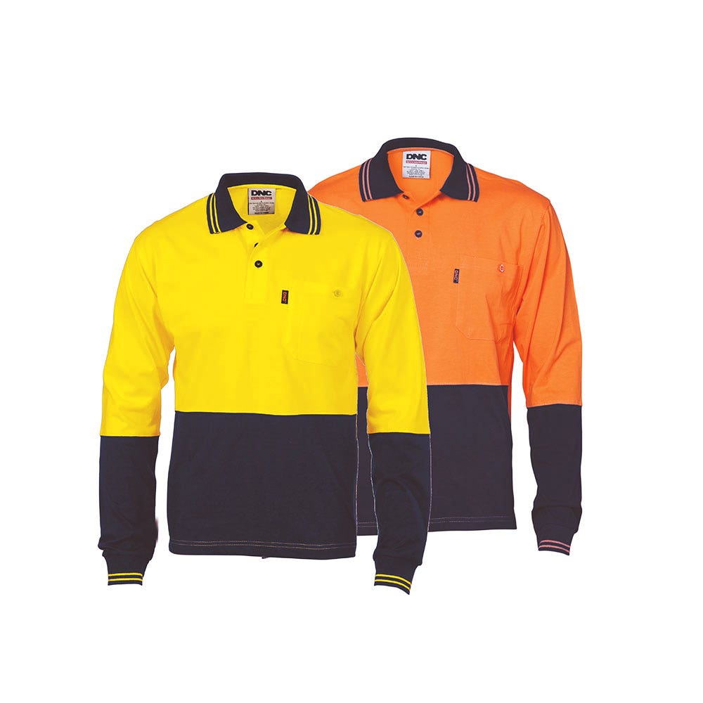 3846 Cool Breeze Hi-Vis L/S Polo Shirt Two-Tone 200gsm DNC3846