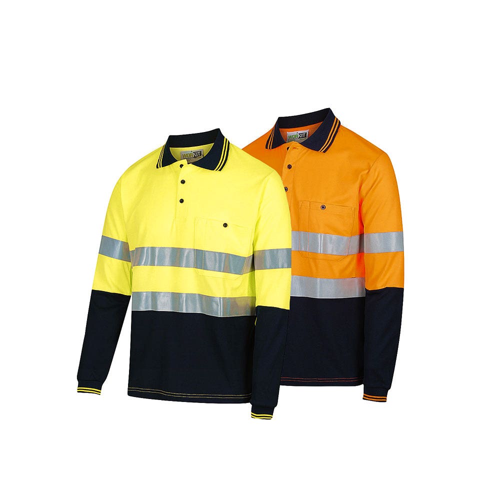 5004T Hi-Vis L/S Polo Shirt Taped Two-Tone 180gsm 5004T
