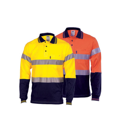 3916 Cool Breeze Hi-Vis L/S Polo Shirt Two-Tone Taped 200gsm DNC3916