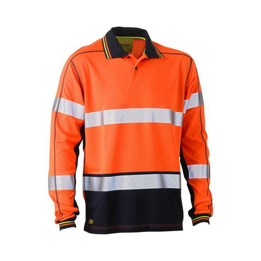 BK6219T Hi-Vis Polyester Mesh Long Sleeve Polo Shirt 140gsm CRL Logo BK6219TCR