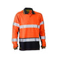 Shirt Polo L/S Poly Mesh 130gsm Tape Hi Vis Orange/Navy 2XL Bisley_40006708_BK6219T_TT052XL