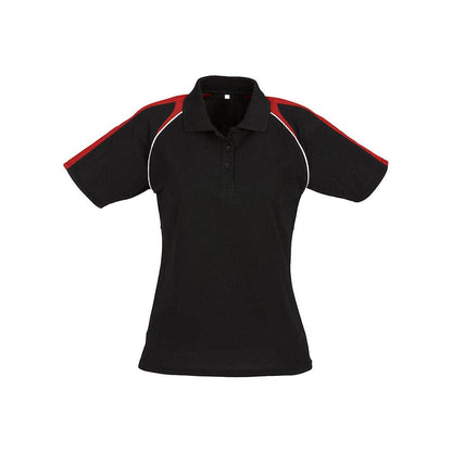 Ladies Triton Polo Shirt S/S Blk/Red/Wht - 10 36017772 P225LS-BLK/RED/WHT-10
