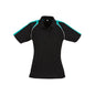 Shirt Polo Womens S/S Poly Cotton Biz Cool Triton Black/Teal/White 10 Biz 247381 P225LS-BLK/TEA/WHT-10
