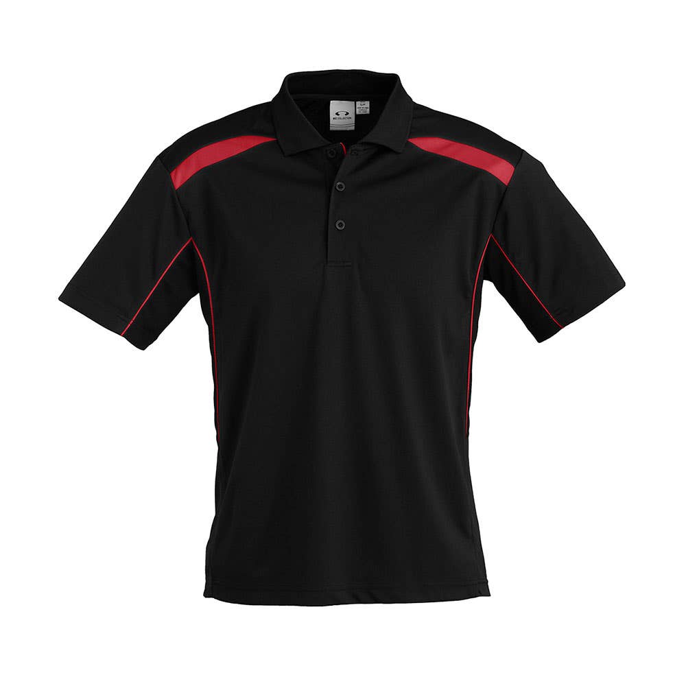 Shirt Polo S/S Polyester Biz Cool United Black/Red 2XL Biz BAE Logo 50106330 BAE P244MS-BLK/RED-2XL