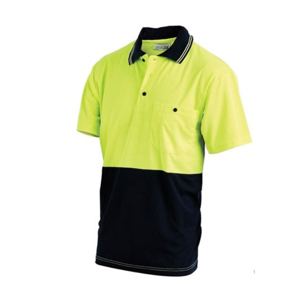 Shirt Polo S/S Poly Cotton 180gsm Hi Vis Yellow/Navy 2XL 5005 Workit 207177 5005YN2XL