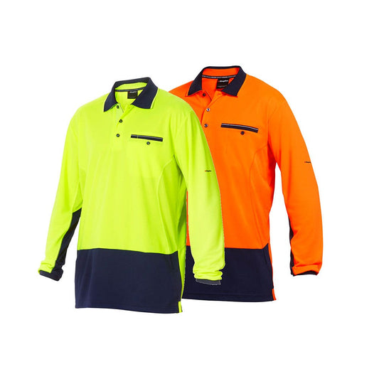 K54840 Workcool Hi-Vis Long Sleeve Polo Shirt Two Tone 170gsm K54840
