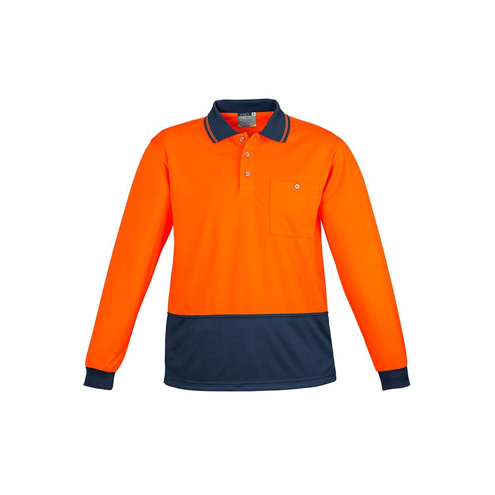 Basic Polo L/S Orange/Navy - 2XL 36016645 ZH232-O/N-2XL