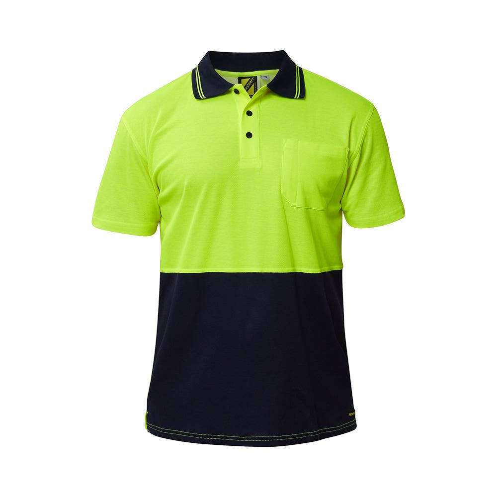 Polo HIVIS COTTON BACK POLO- SS  2XLYellow/Navy WSP401 Y/N 2XL 40044790 WSP401 Y/N 2XL