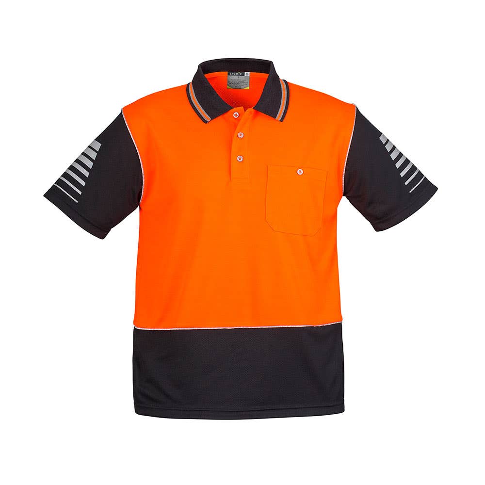 Mens Hi Vis TT Polo Shirt Org/Blk - S 36016671 ZH236-ORA/BLK-S