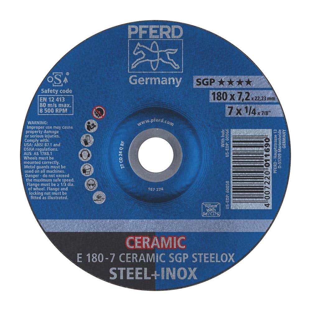 Wheel Grinding Premium Ceramic 180 X 7 Inox / Steel E E 178-7 CO 24 Q SG 313390 62217300