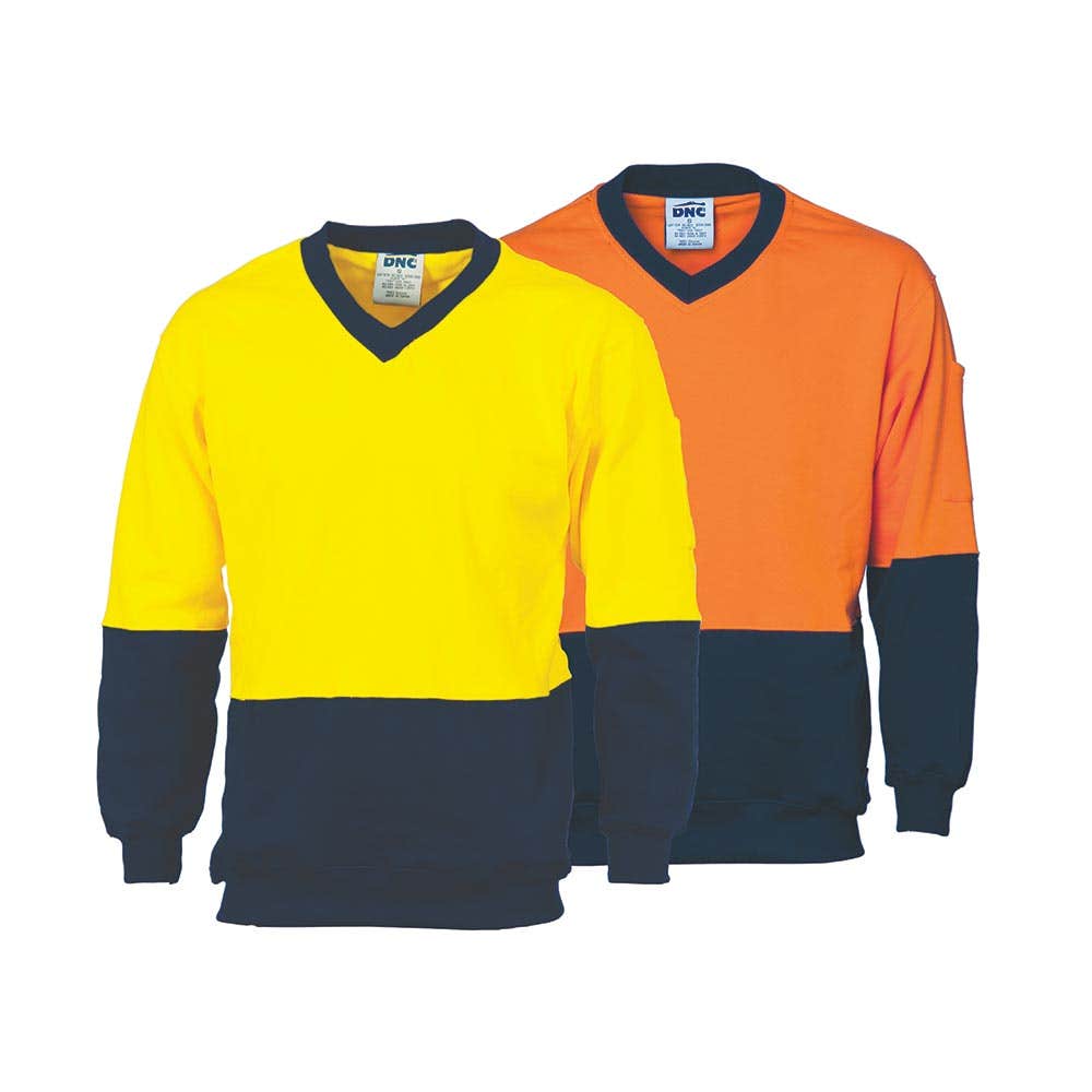 3922 Fleecy Hi-Vis V-Neck Pullover Two-Tone 300gsm DNC3922