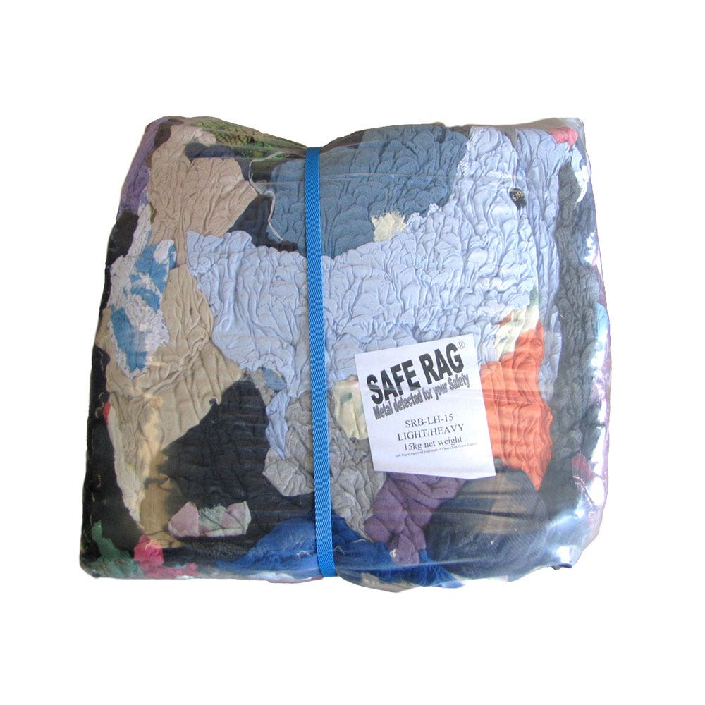 Rag Cotton Light/Heavy Metal Detected 15kg Block SafeRag 40022604 SRB-LH-15