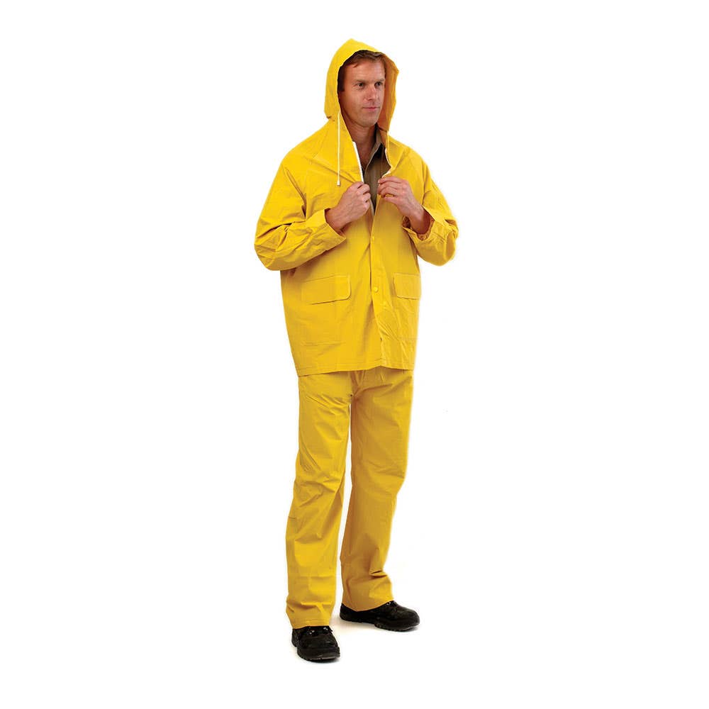 PVC Wet Weather Rain Jacket with Hood Yellow_RJ