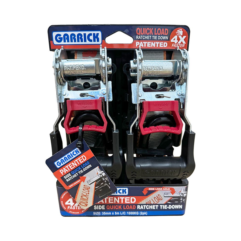 Quick Load Ratchet Tie Down 1000kg 35mm X 5m 2Pk 40059888 GQLRTD-35MM