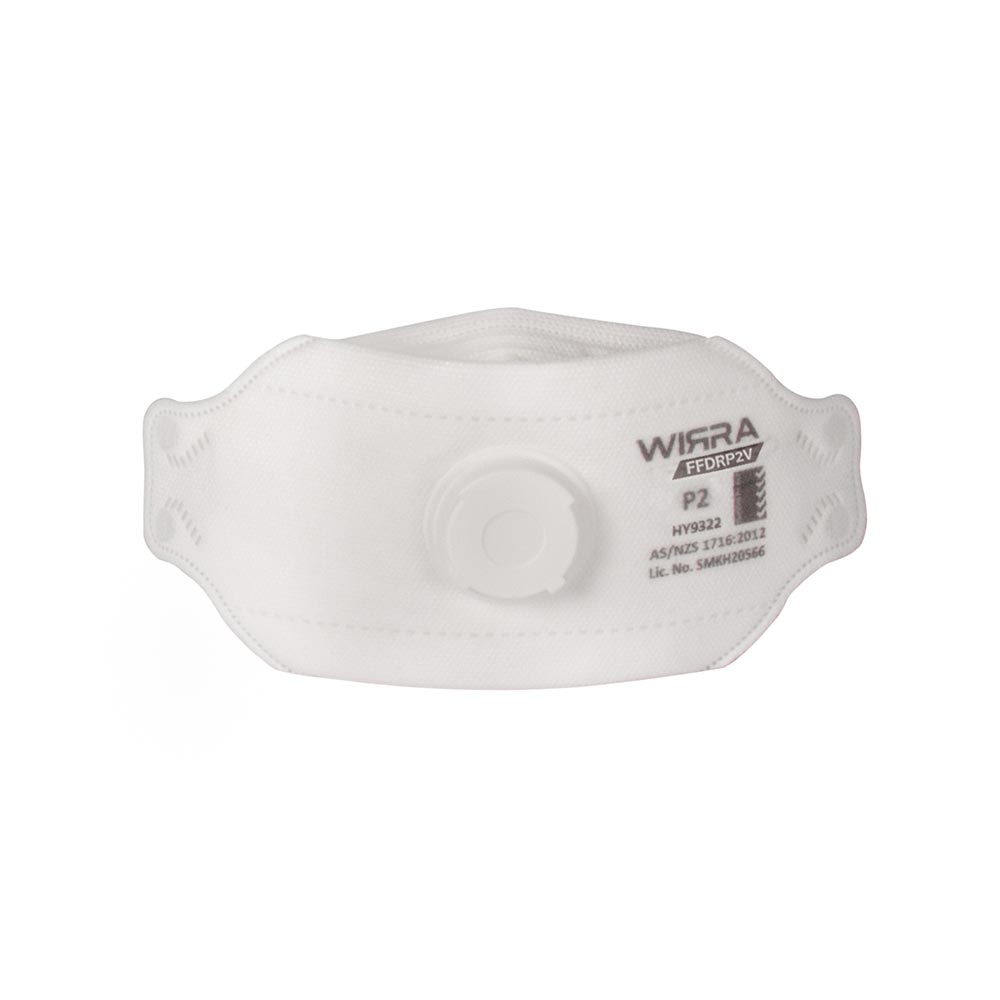 Respirator Disposable Mask Flat Fold P2 Valve FFDRP2V Wirra Pk 10 55055062 FFDRP2V