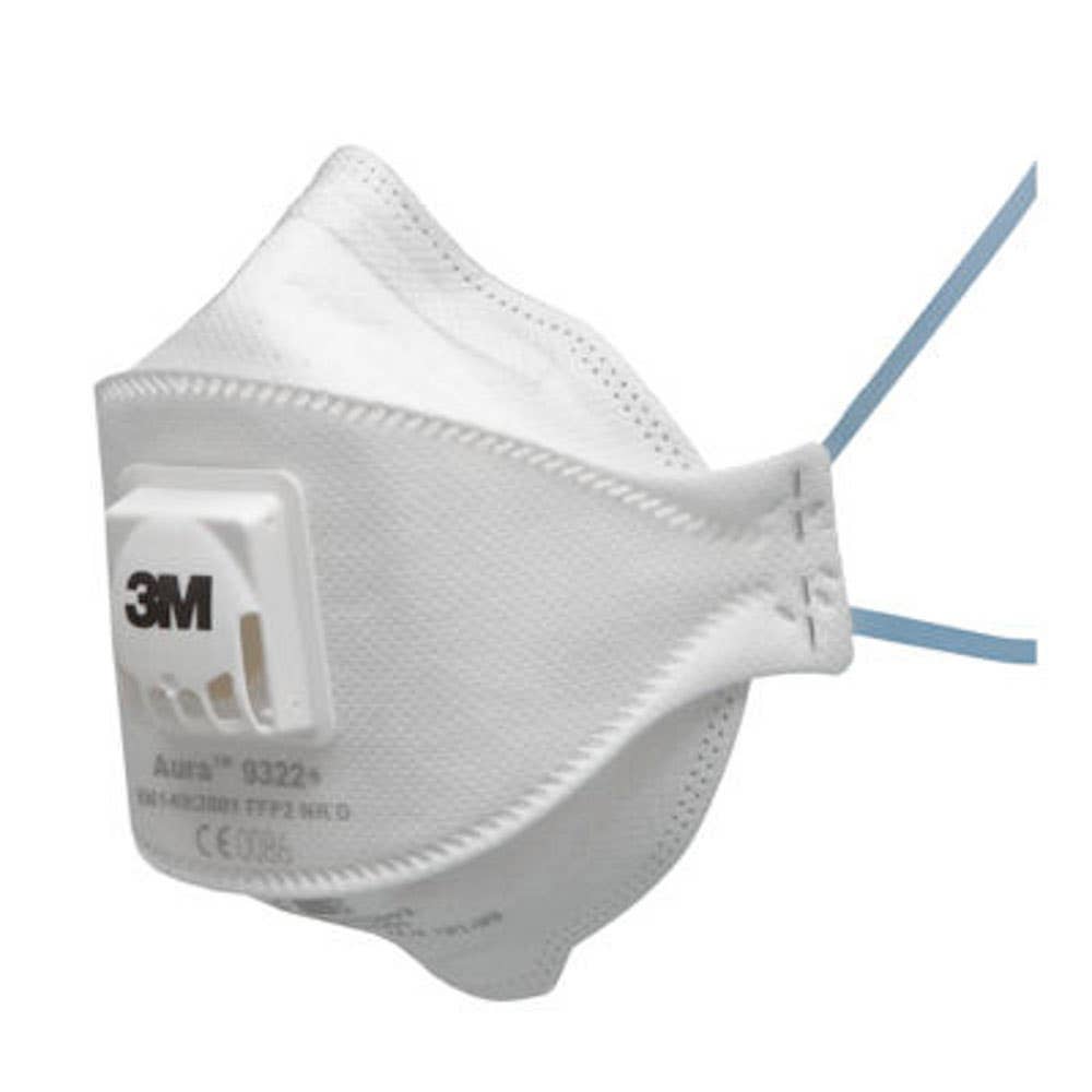 Respirator Disposable Mask P2 Flat Fold Particulate Valve 9322A+ 3M Pk 200_40022584_XA010033075