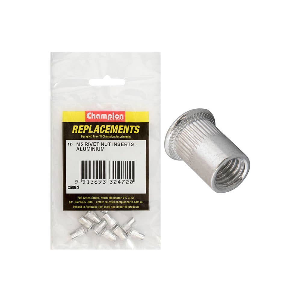 Replacement Rivet Nut Inserts Aluminium M5 0.8mm 10 Pk 508024 CA506-2
