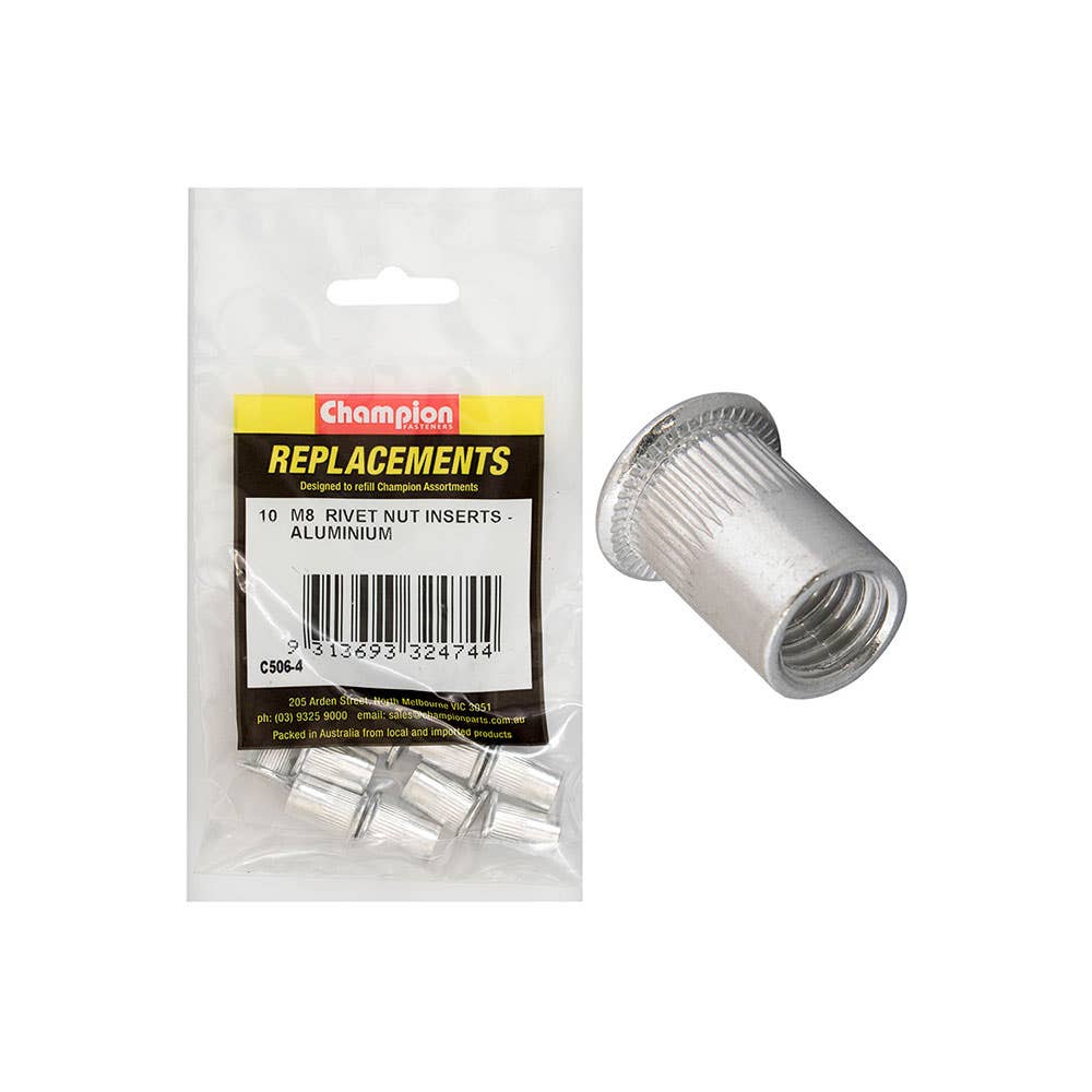 Replacement Aluminium Rivet Nut Insert M8 1.25mm 10 Pk 508022 CA506-4