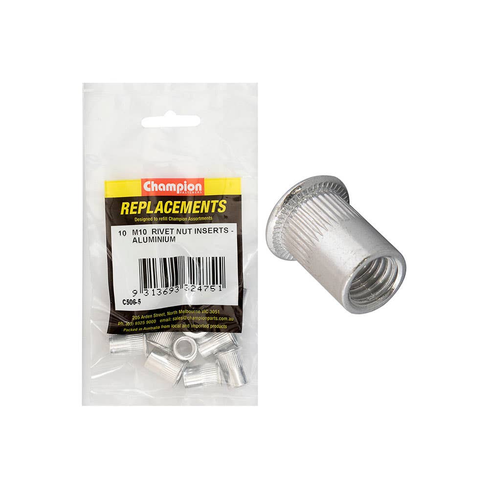 Replacement Rivet Nut Insert Aluminium M10 1.5mm 10 Pk 508026 CA506-5