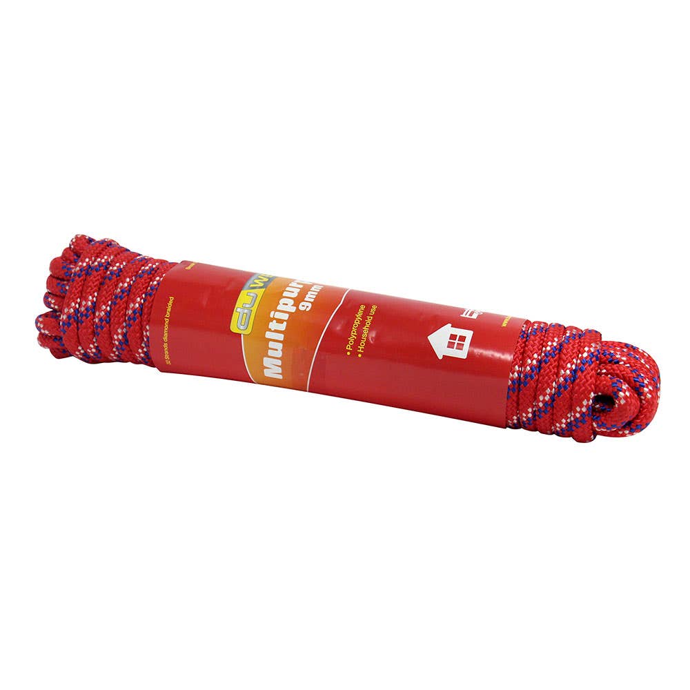 Polypropylene Braided Rope 32 Strand 9mm x 15m Red/White/Blue 30008214 ROPE32ST915