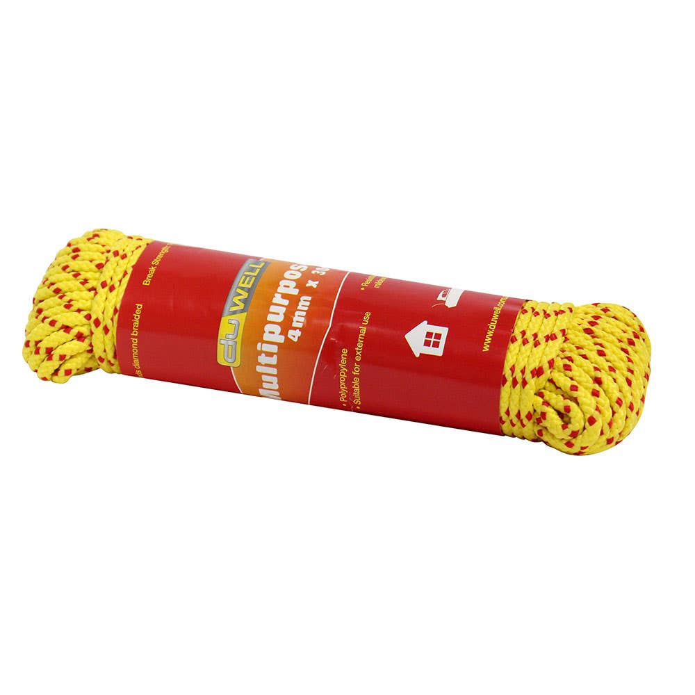 Polypropylene Braided Rope 8 Strand 4mm x 30m Yellow/Red 30008213 ROP8ST430