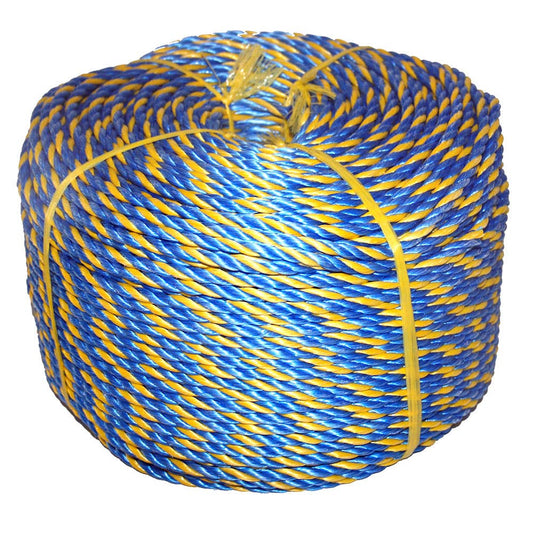 Polypropylene Twisted Blue/Yellow Strand Coil Rope 3 Strand 6mm x 400m 91350034 PP06C400BUY
