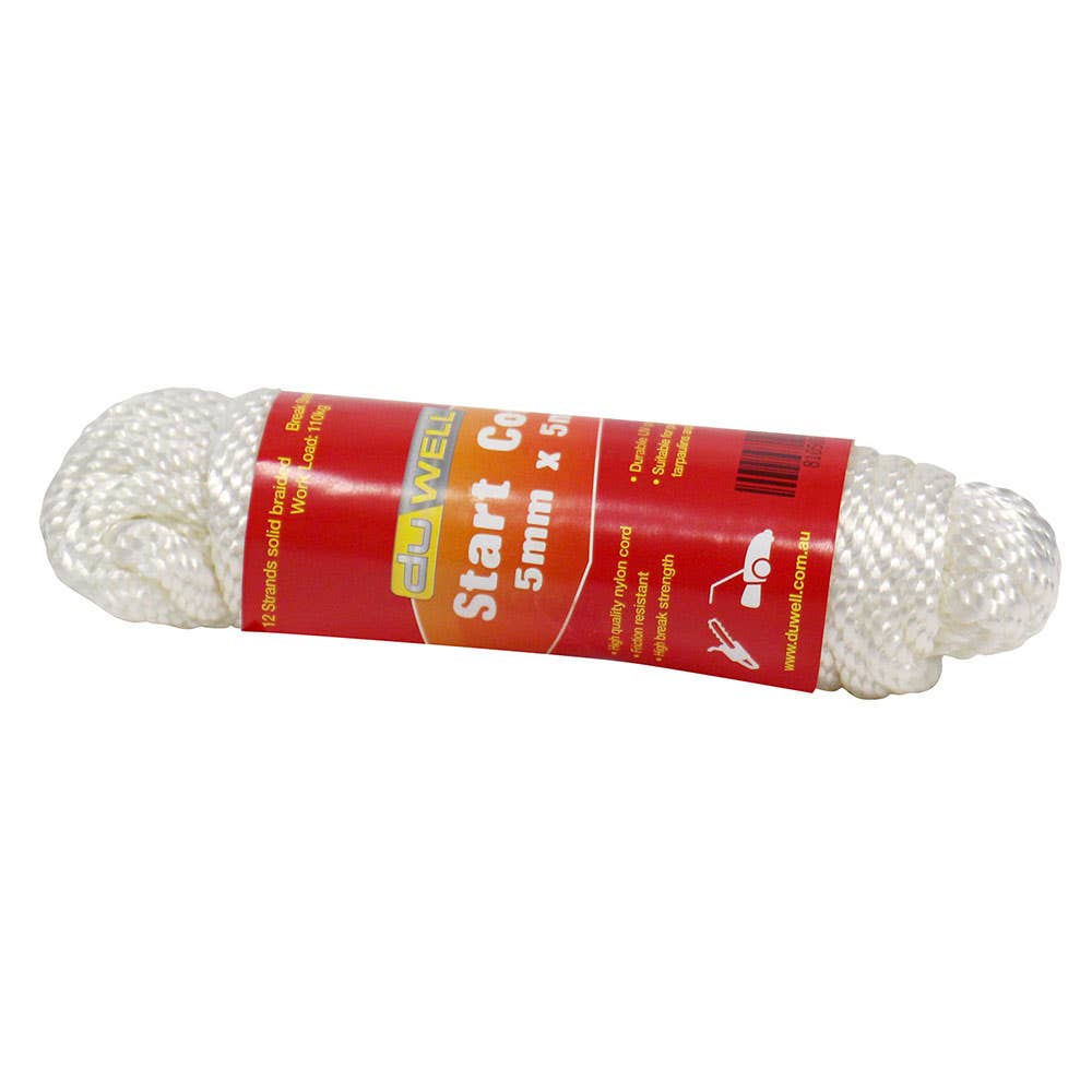 Nylon Braided Rope 12 Strand 5mm x 5m White 30008216 COR12ST5