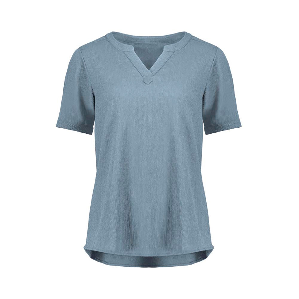 Blouse Womens Ruche Short Sleeve  10 Powder blue RU568LS-Blue-10_40077130_RU568LS-Blue-10
