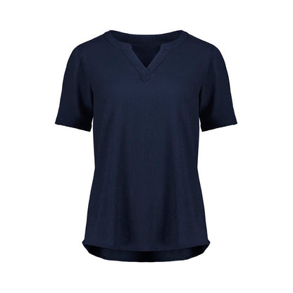 Blouse Womens Ruche Short Sleeve  10 Navy RU568LS-Navy-10_40077156_RU568LS-Navy-10